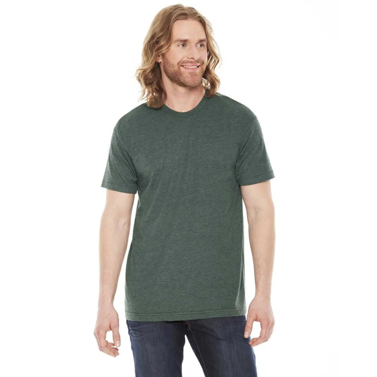 American Apparel Unisex Heather Forest 50/50 Short Sleeve Tee