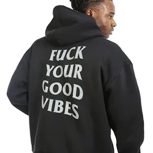 BLACK OVERSIZE HOODIE 'FUCK YOUR GOOD VIBES' REFLECTIVE