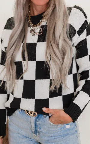 Black White Checkered Sweater