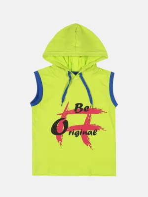 Boys "Orignal" Chest Print Hooded Sleeveless Tee