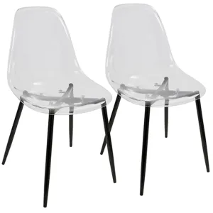 Clara Mid-Century Modern Dining Chair in Black and Clear by LumiSource - Set of 2