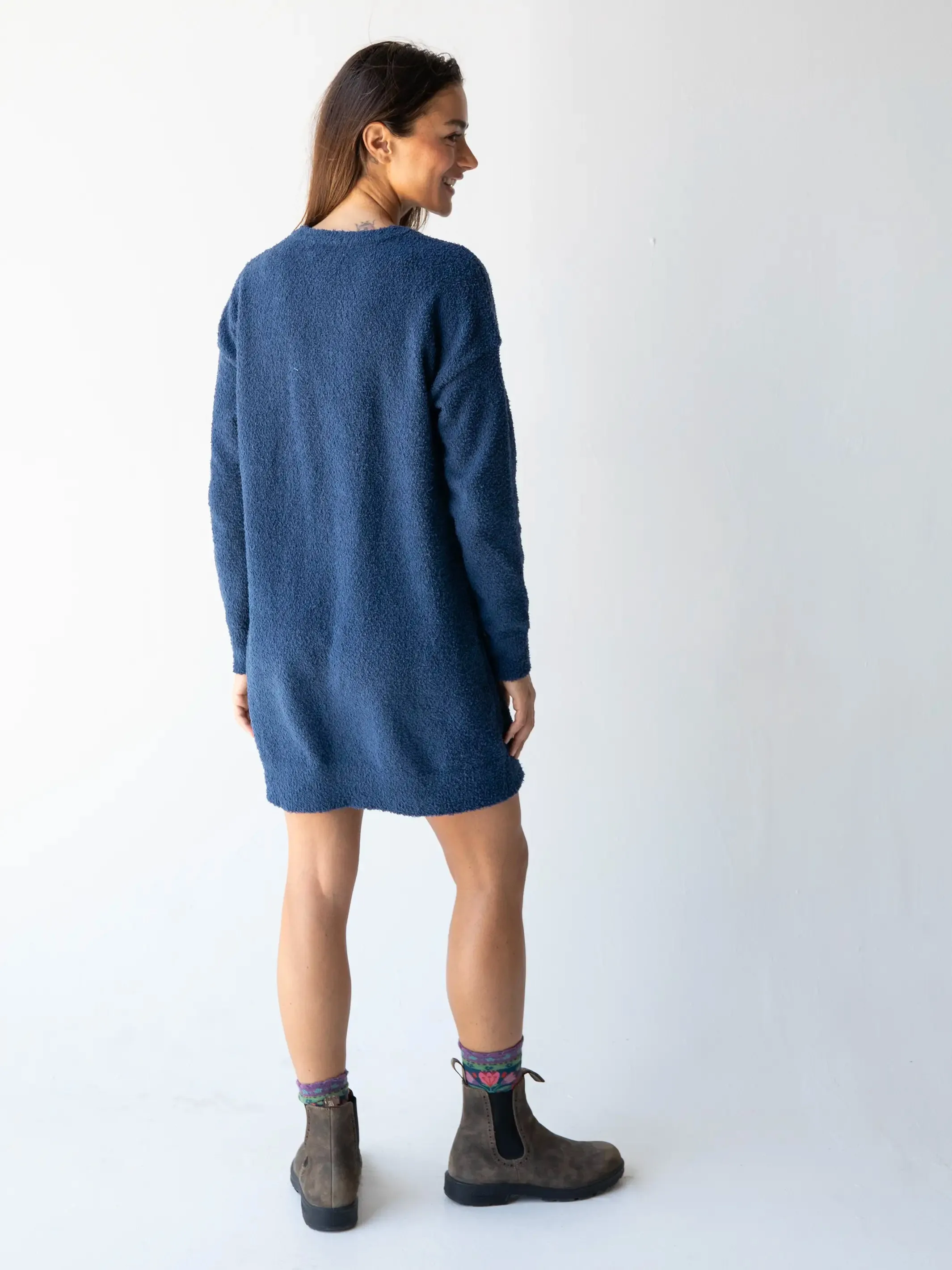 Cozy Up Mini Sweater Dress - Blue