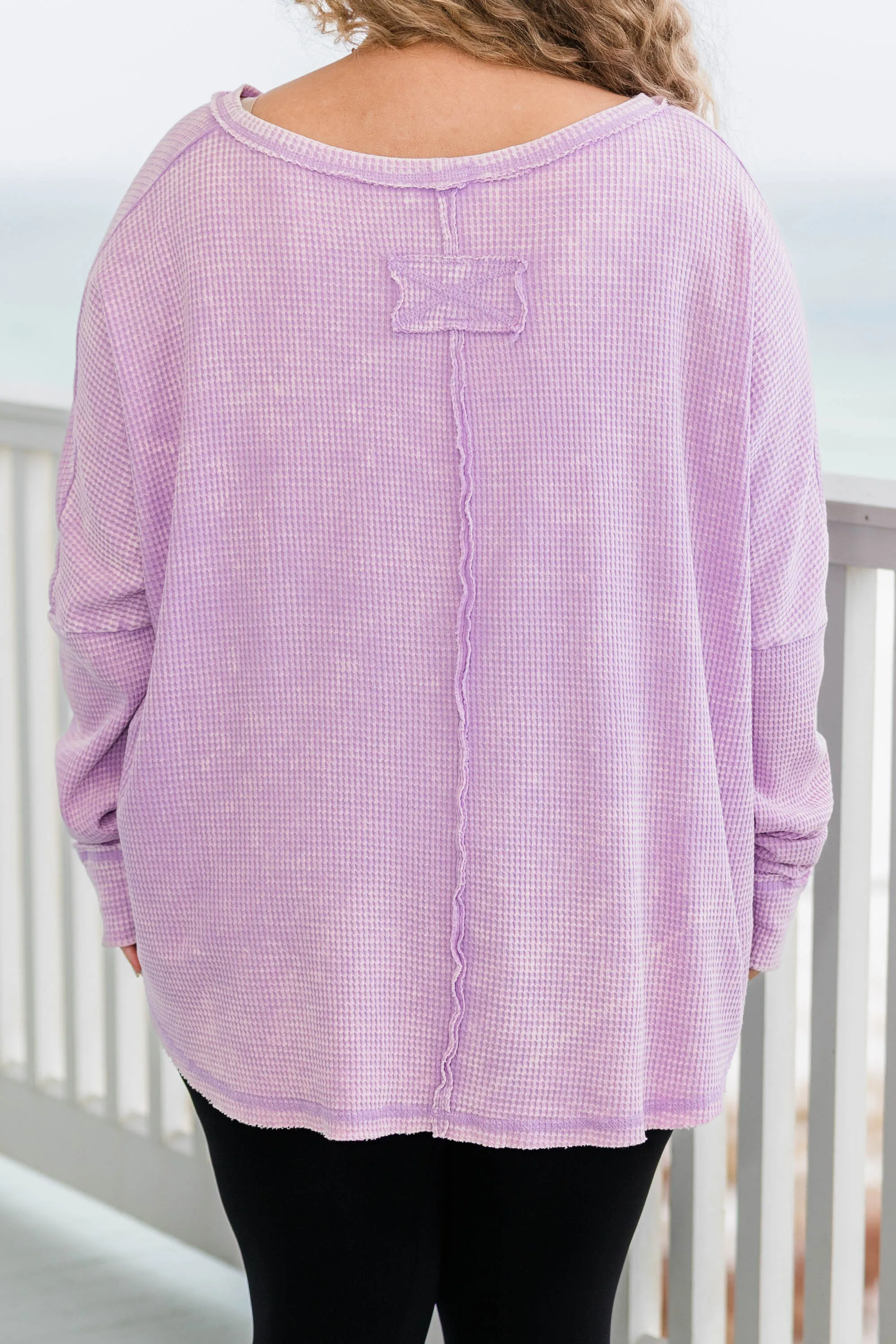 Cozy Waffle Pullover, Bright Lavender