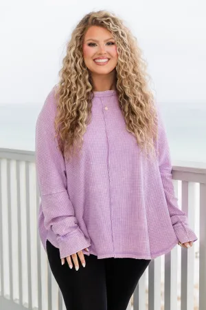 Cozy Waffle Pullover, Bright Lavender