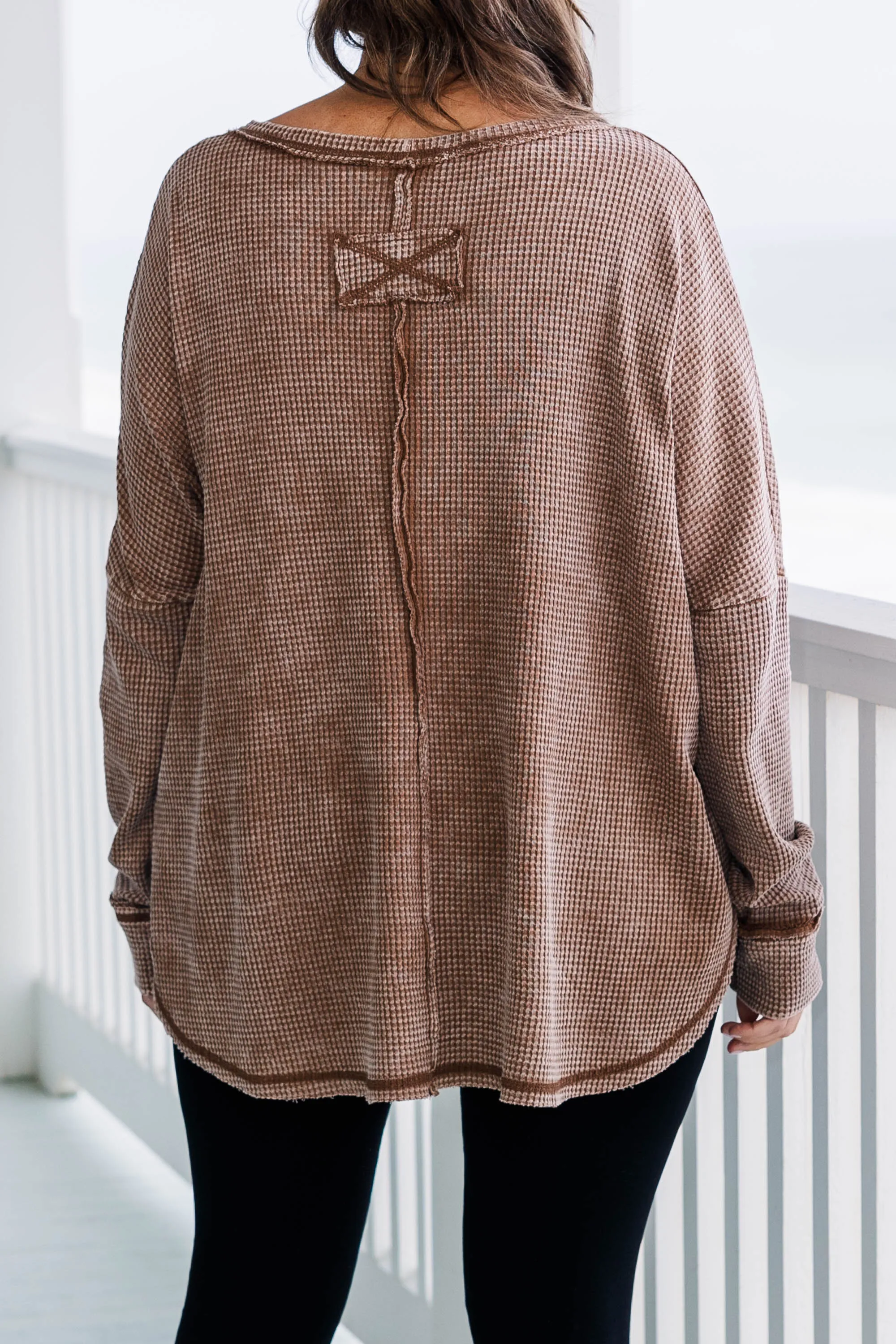 Cozy Waffle Pullover, Dark Camel