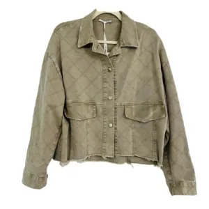 Crop Denim Jacket in Khaki