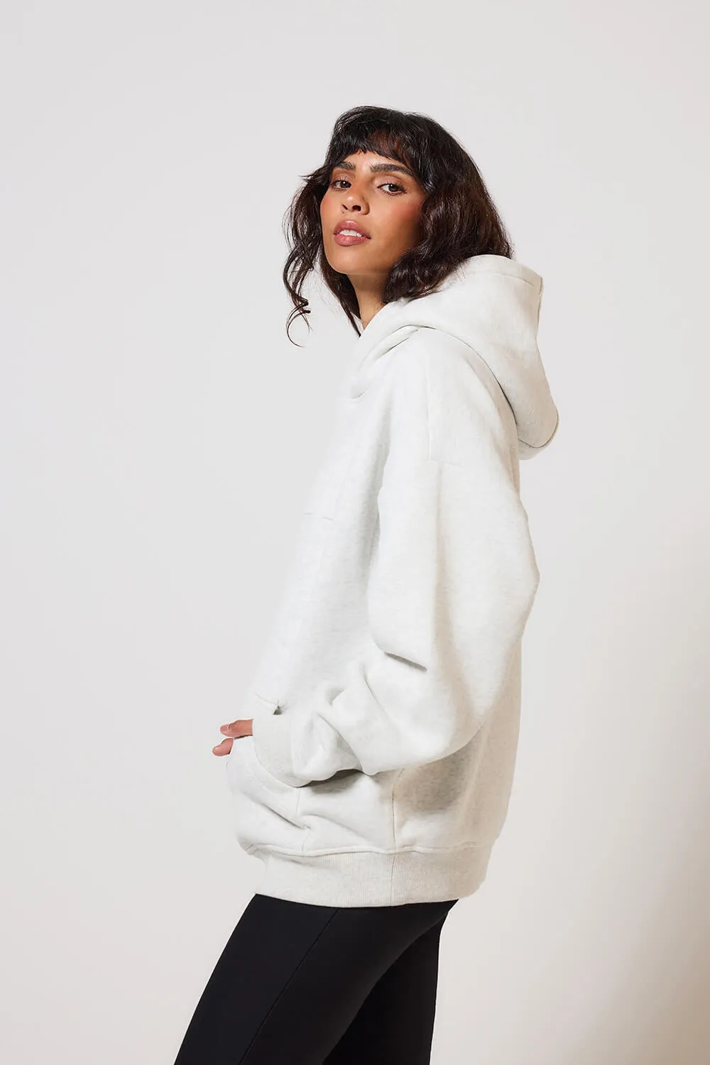 Curve Heavyweight Oversized Hoodie - Light Grey Marl