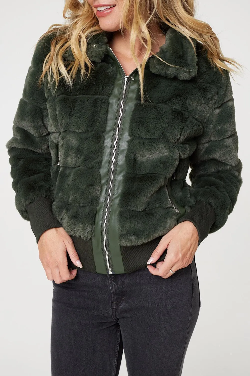 Faux Fur Zip Front Jacket