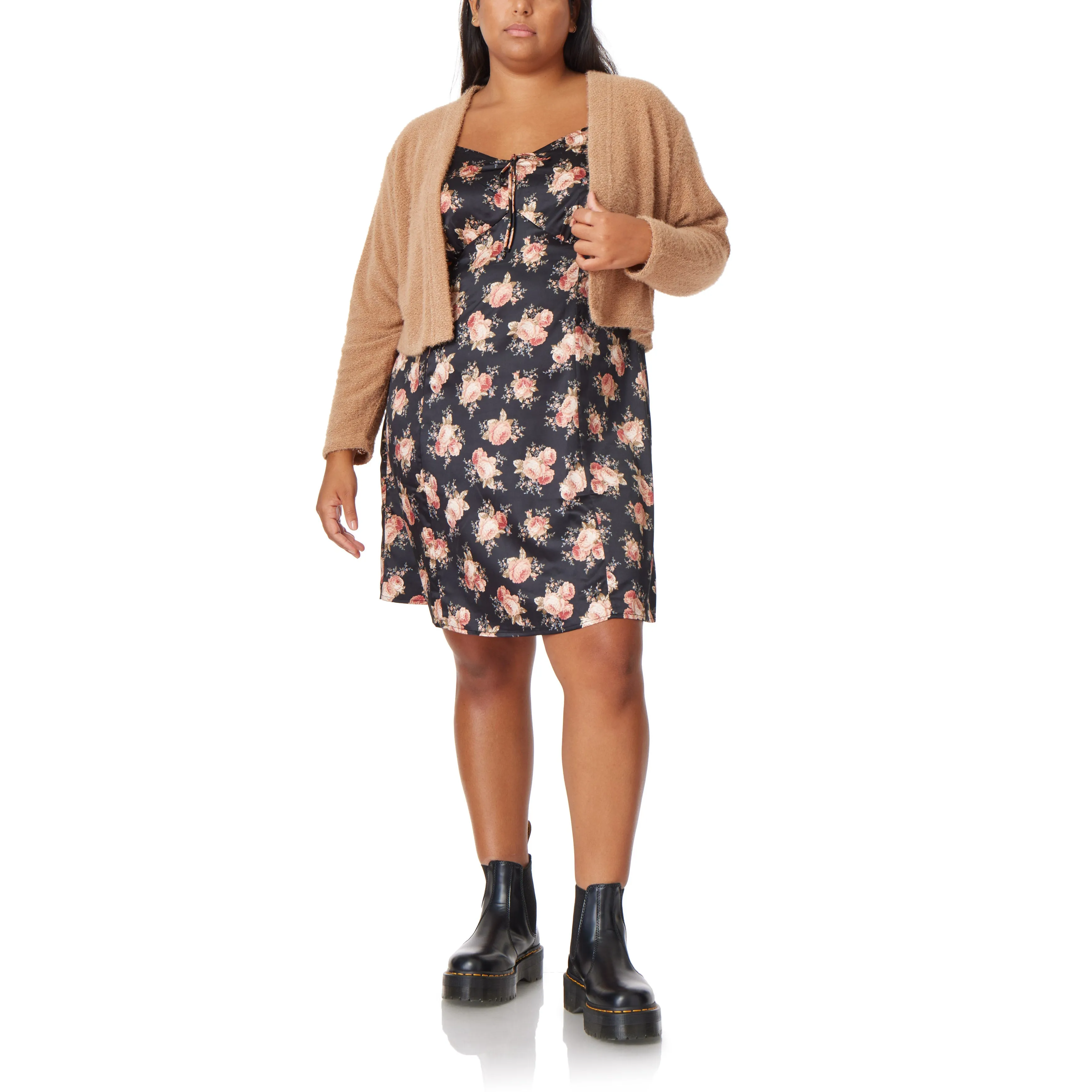 Gretta Printed Dress with Cozy Cardigan