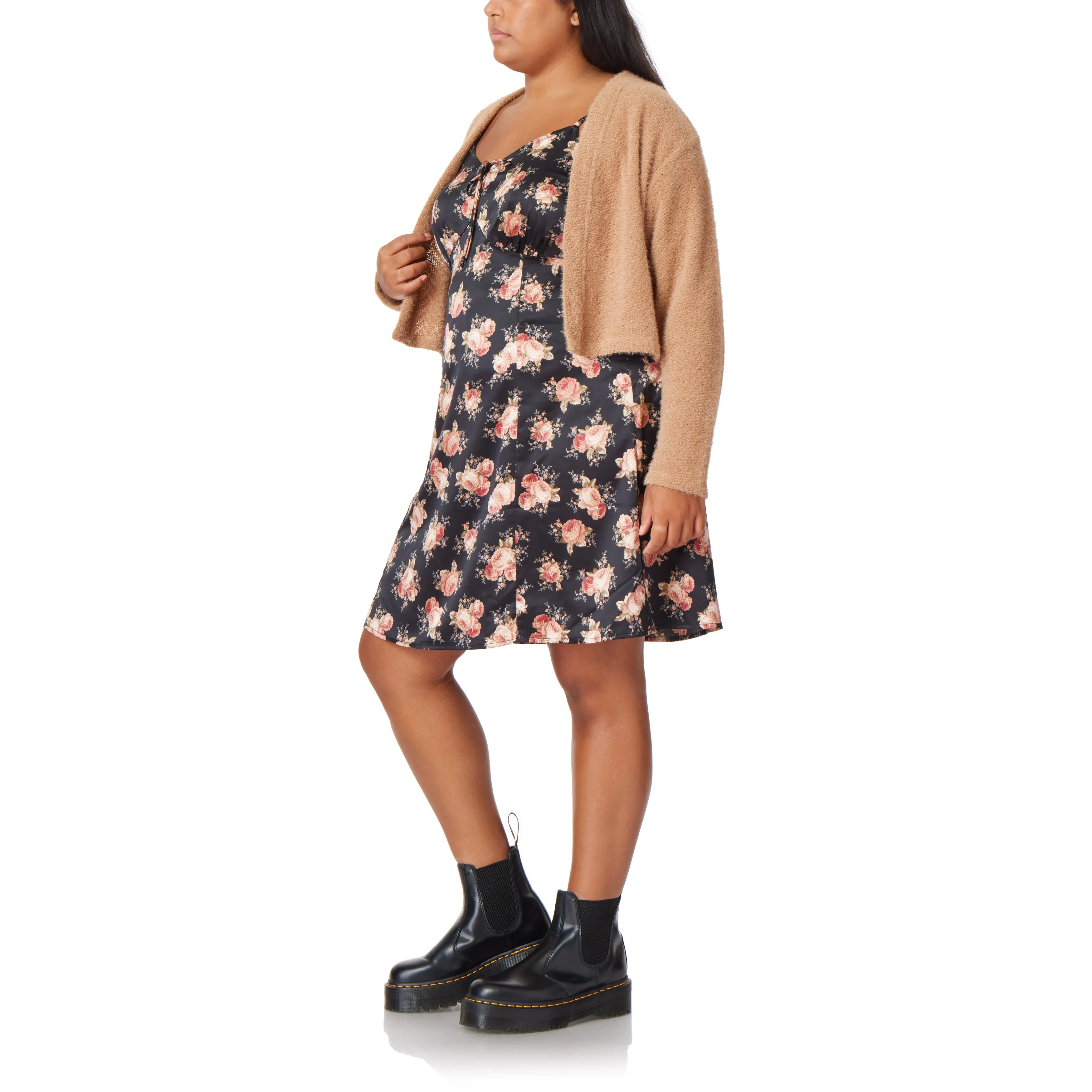 Gretta Printed Dress with Cozy Cardigan