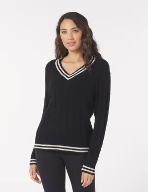 Hanalei Cable Knit Sweater: Black/Oatmilk