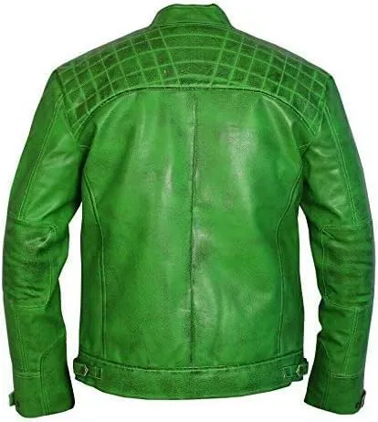 Inyra Green Quilted Leather Jacket