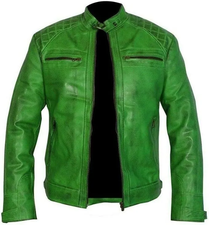 Inyra Green Quilted Leather Jacket