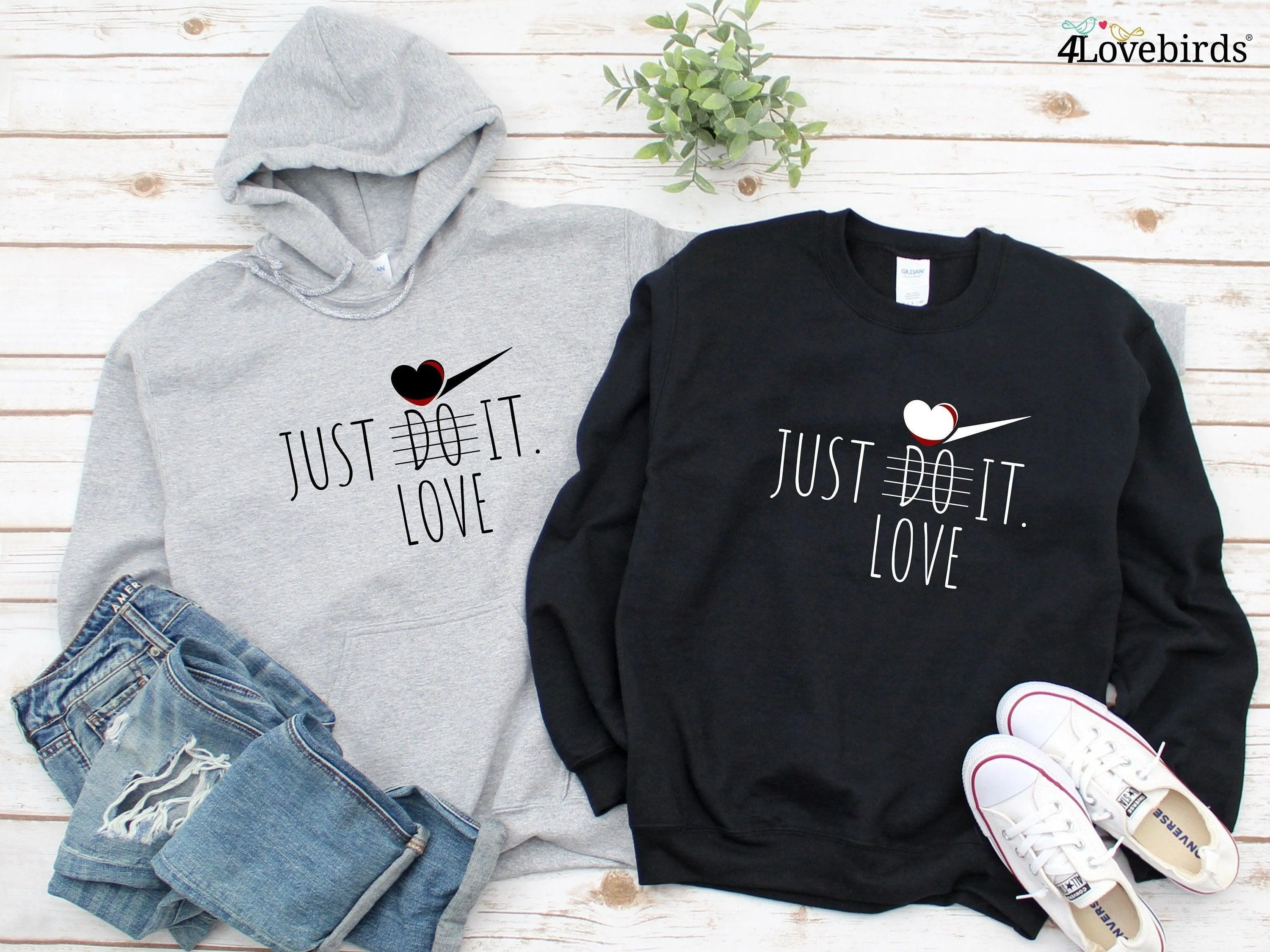 Just Love It Hoodie, Matching Couple Sweatshirts, Longsleeve shirt for Couples, Matching Couple, Valentine's Day Gifts, Wedding Gifts, Gift