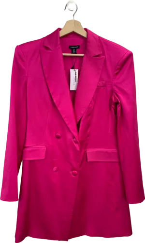 Karen Millen Bright Pink Satin Contoured Open Back Blazer Dress UK 10