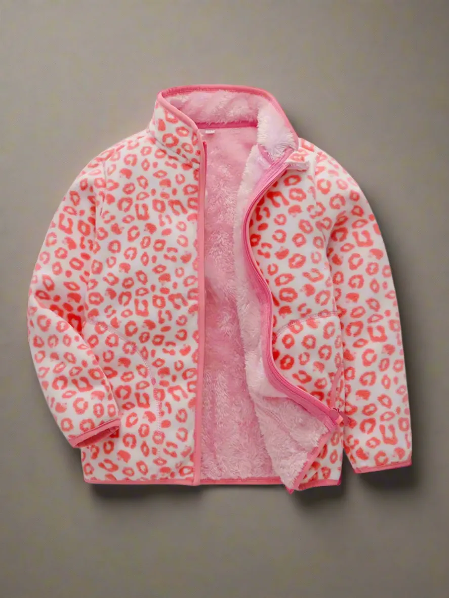 Leopard Print Cute & Warm Fleece Jacket