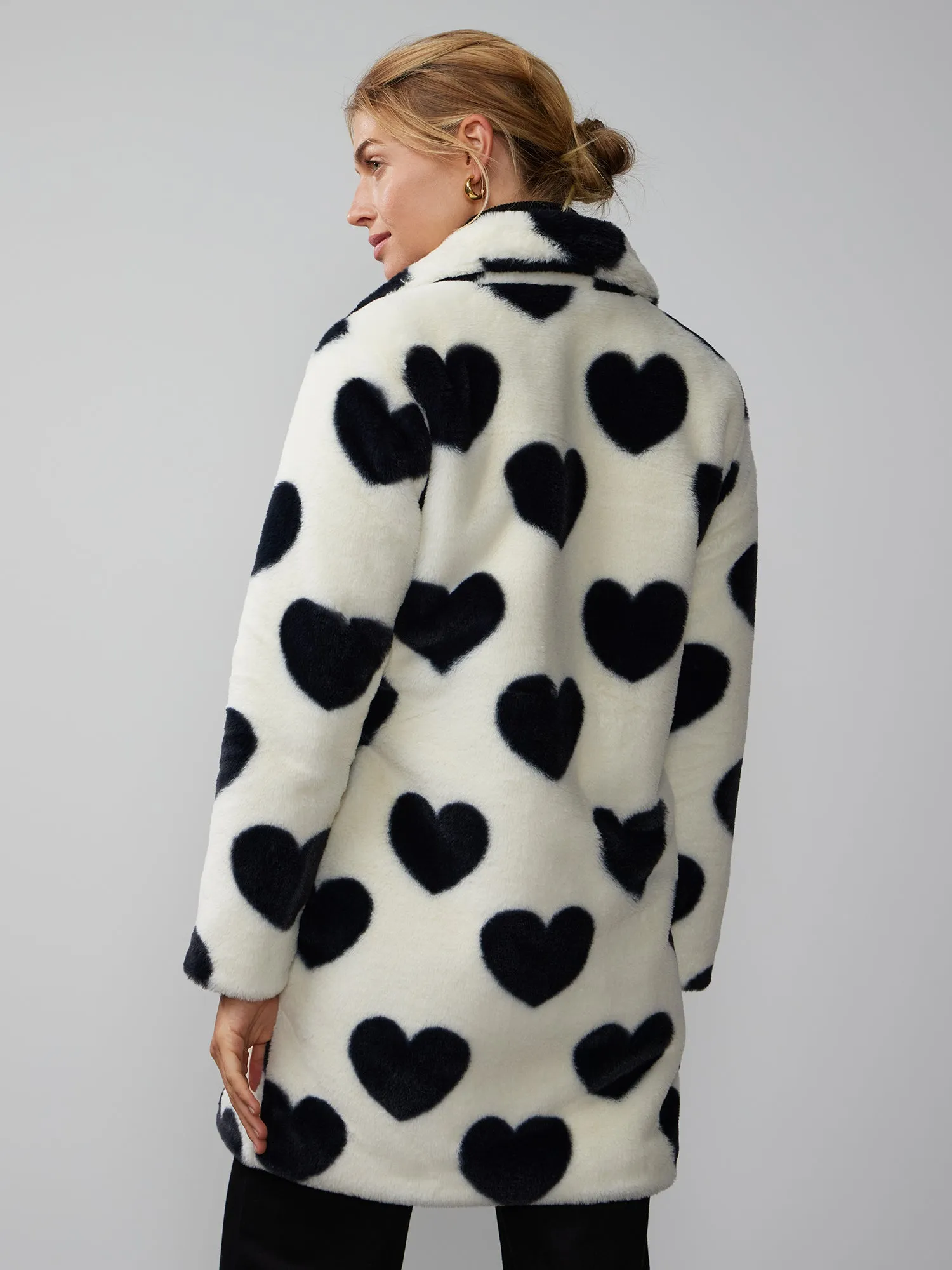 Long Sleeve Heart Print Midi Coat