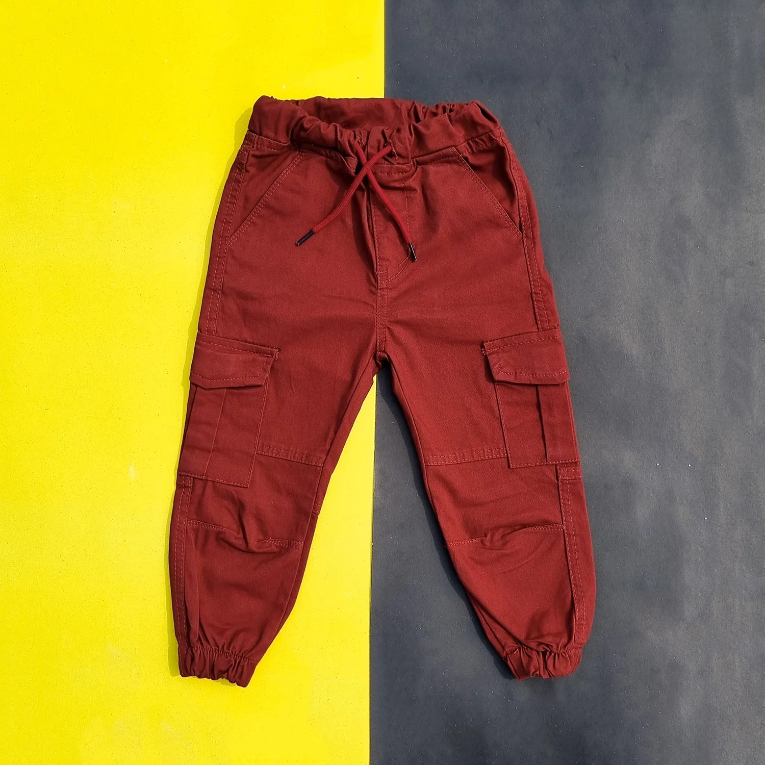 Maroon Cargo Cotton Pants