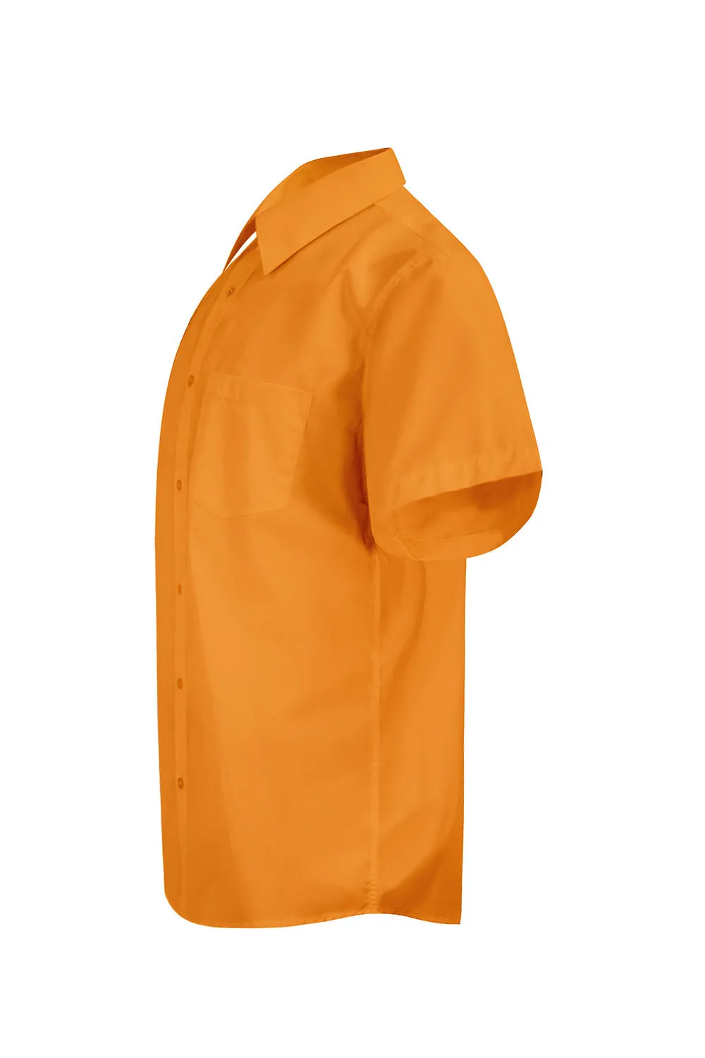 Men's Regular Fit Short Sleeve Solid Color Dress Shirts (Orange)