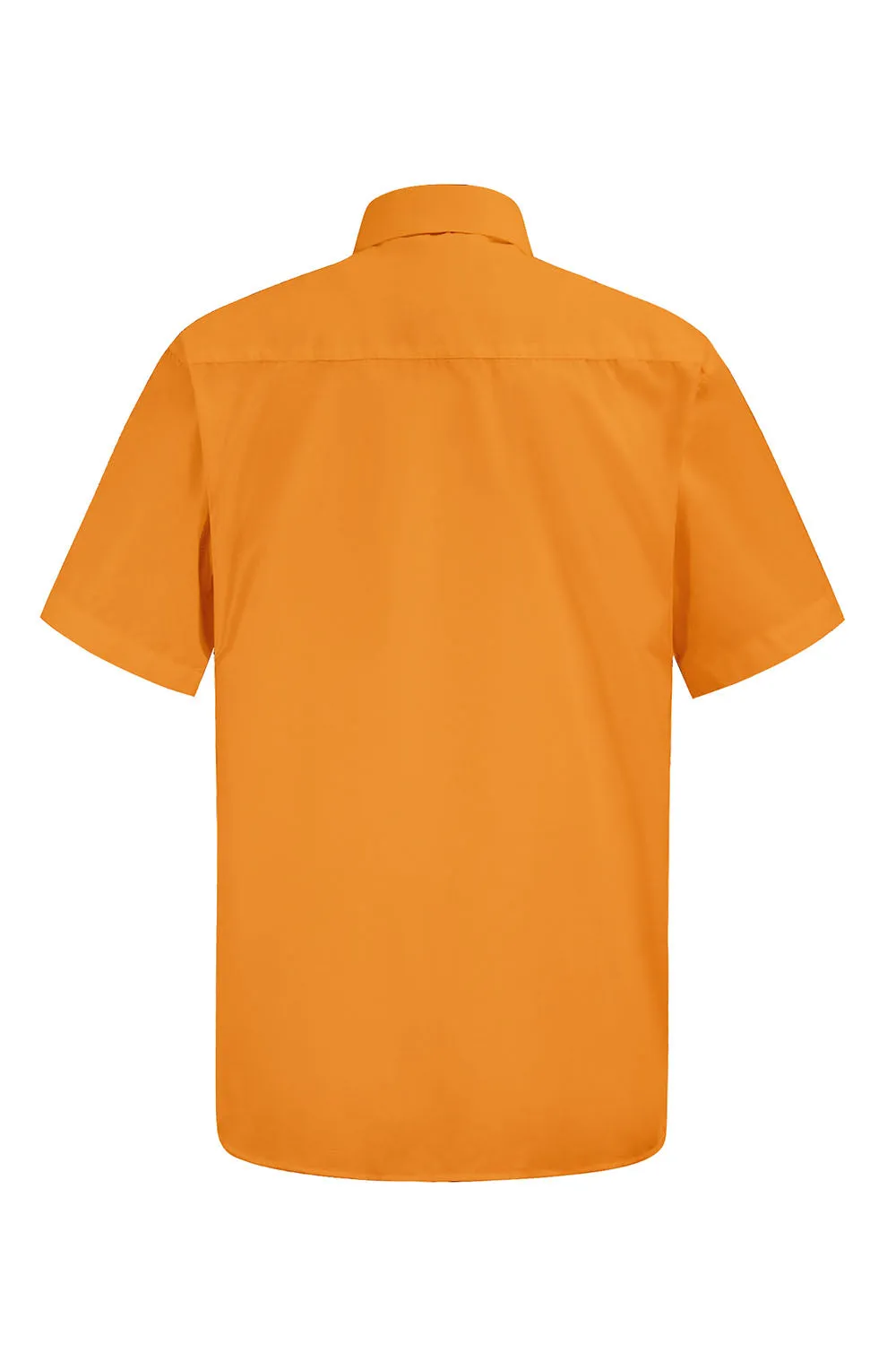 Men's Regular Fit Short Sleeve Solid Color Dress Shirts (Orange)