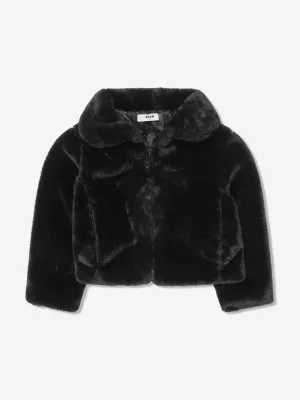 MSGM Girls Eco Fur Zip Up Jacket