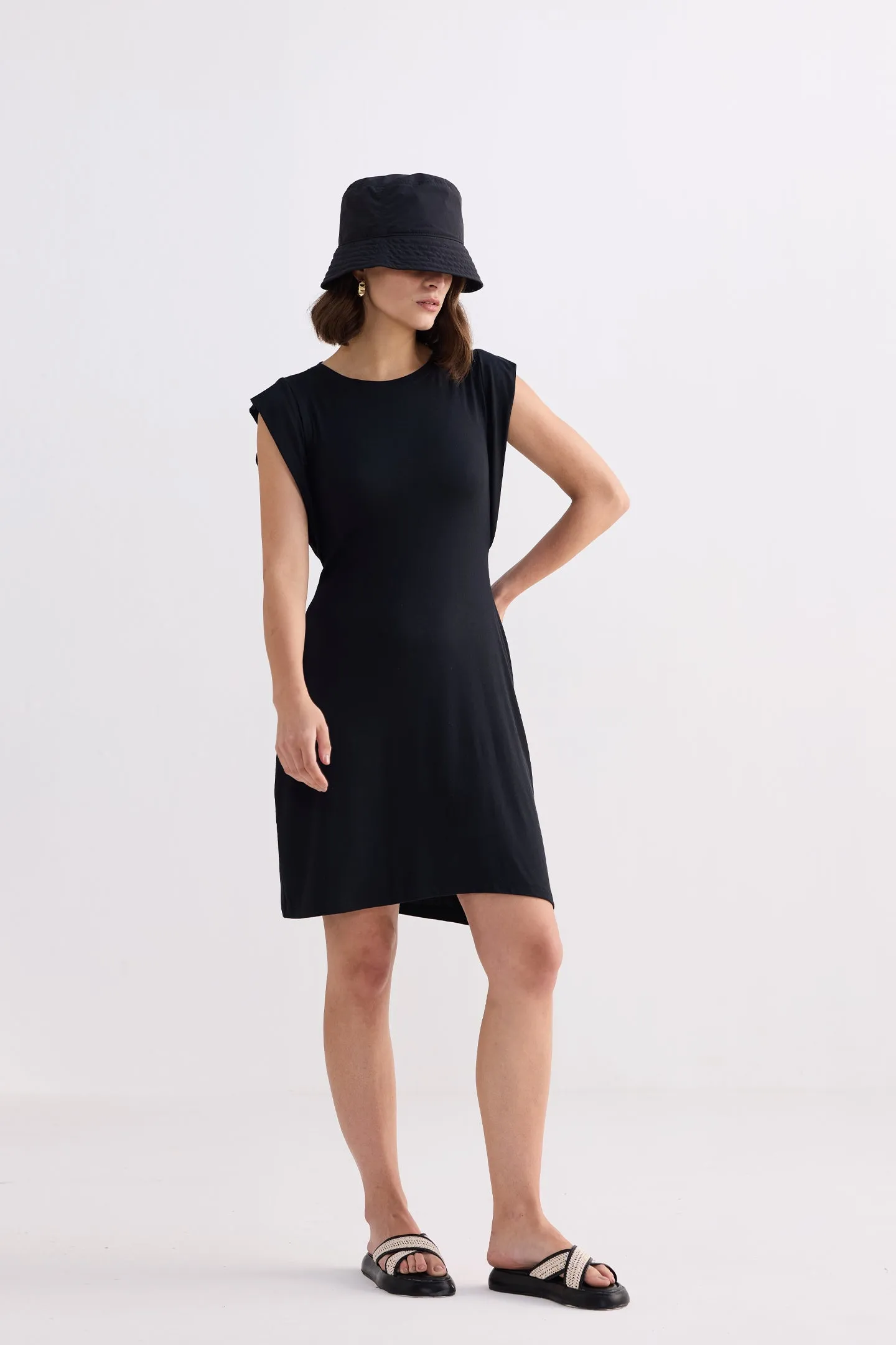 Muscle Tee Short Dress in Black