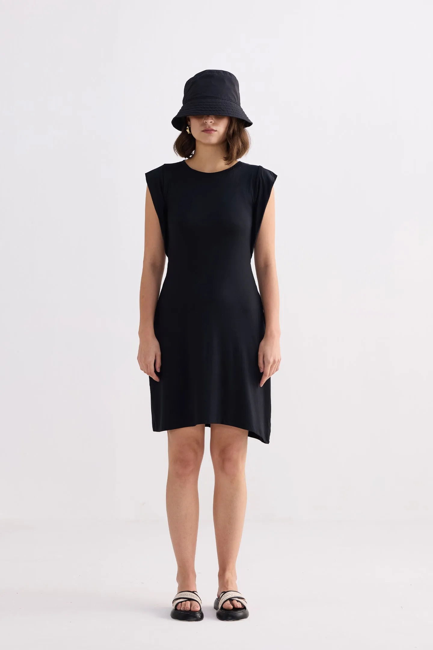 Muscle Tee Short Dress in Black