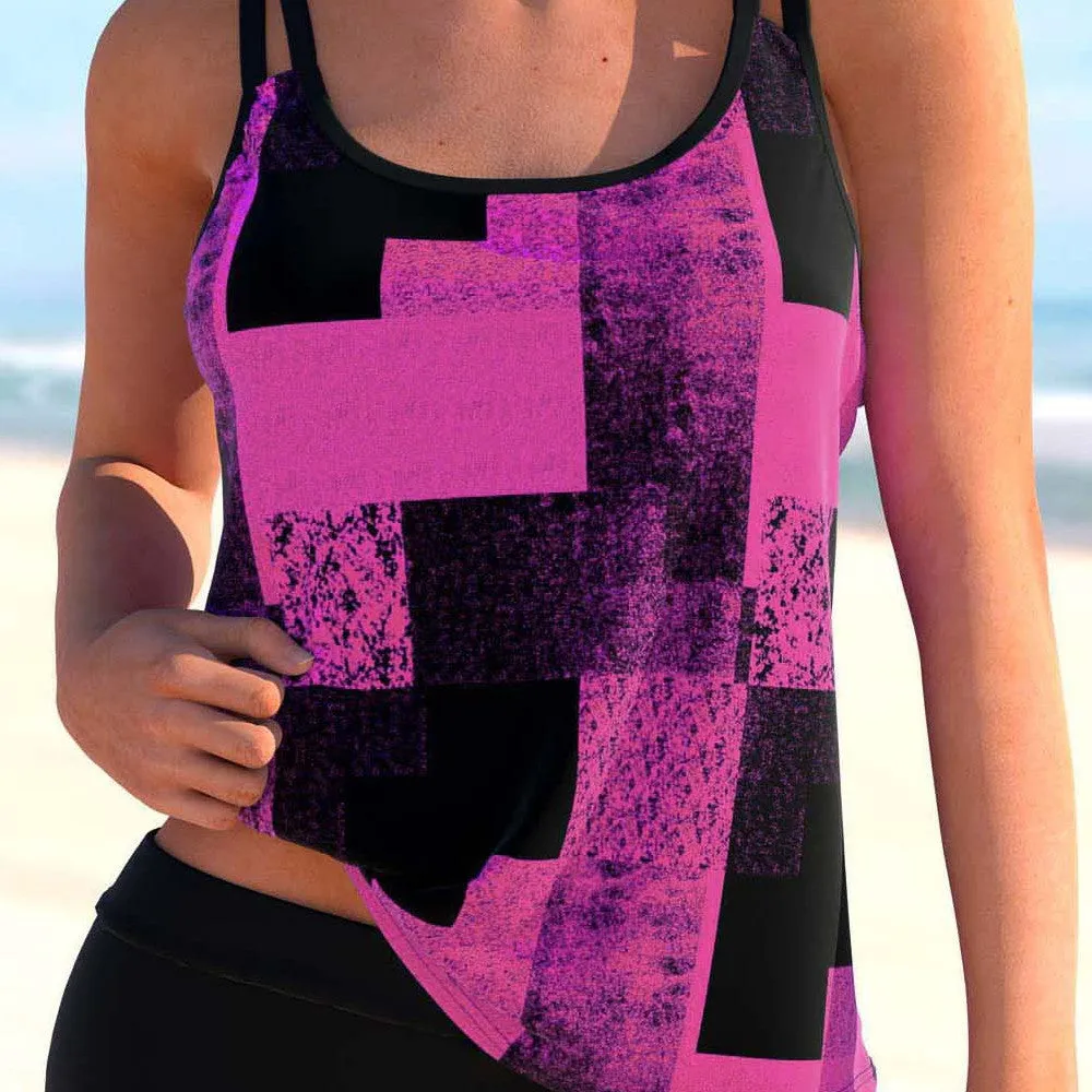 New Split Print Flat Corner Swimsuit