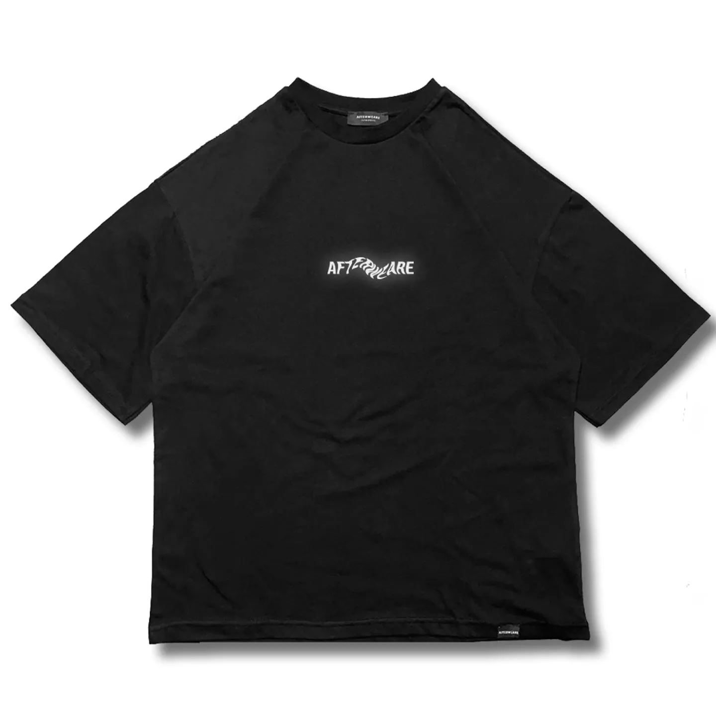 OVERSIZE BLACK T-SHIRT 'TECHNO REVOLUTION' REFLECTIVE