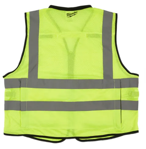 Performance Yellow Class 2 High-Visibility Safety Vest w/15 Pockets, L/XL