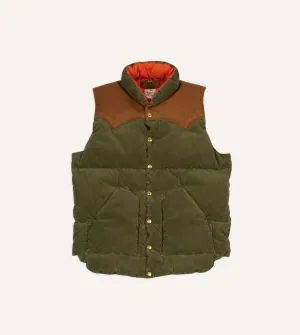 Rocky Mountain Featherbed for Drake's Olive Corduroy Christy Down Vest