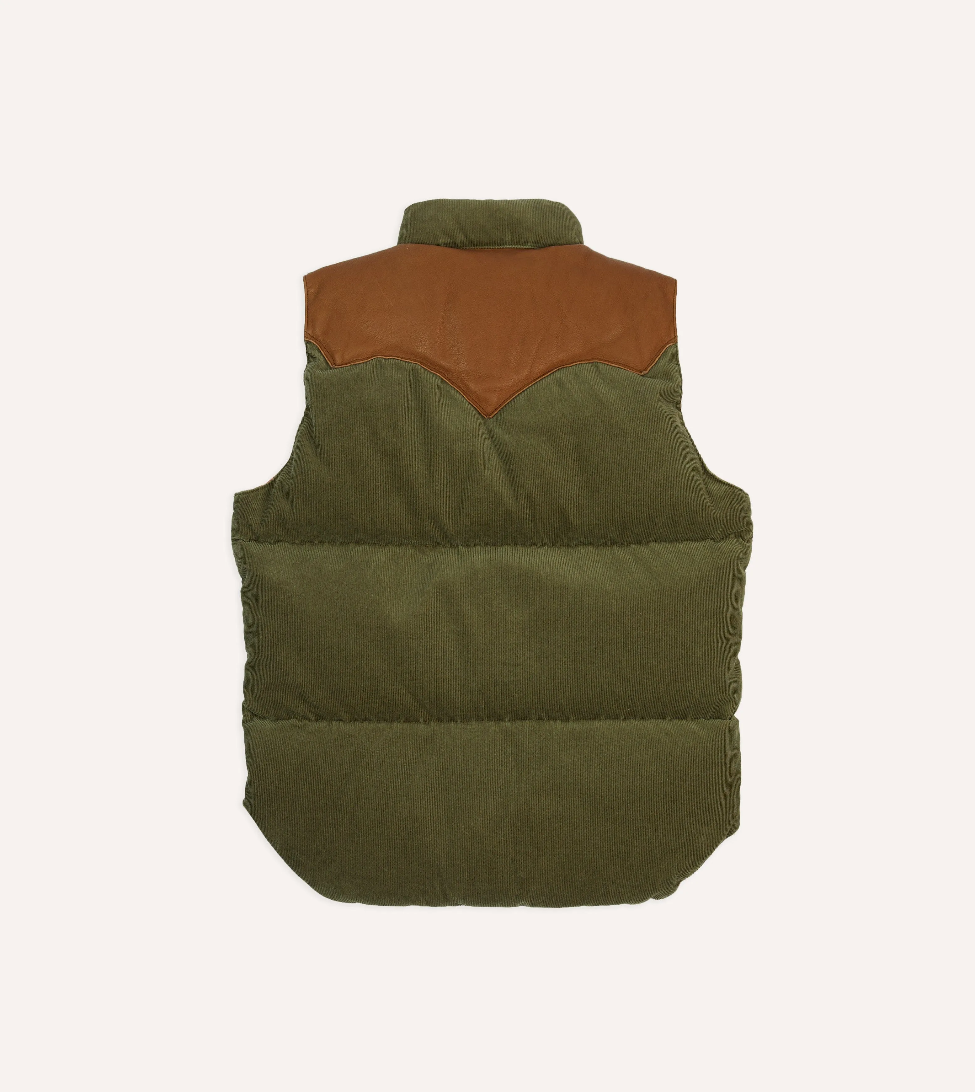 Rocky Mountain Featherbed for Drake's Olive Corduroy Christy Down Vest