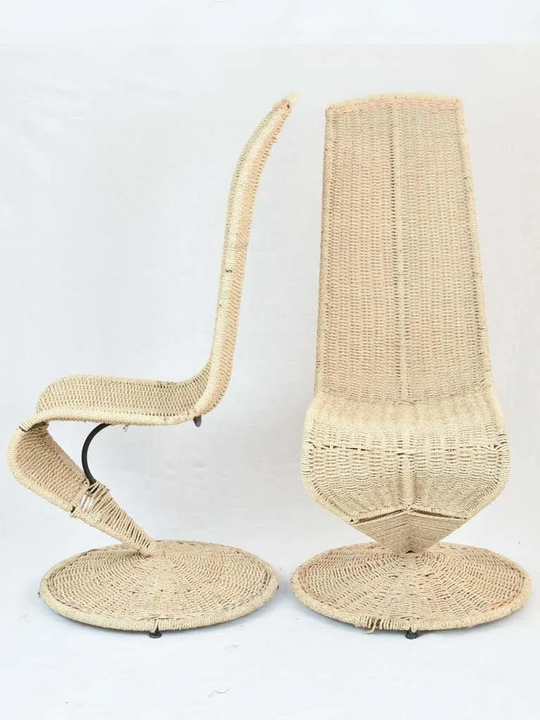 Set of four Italian banana leaf chairs attributed to Martio Cecci