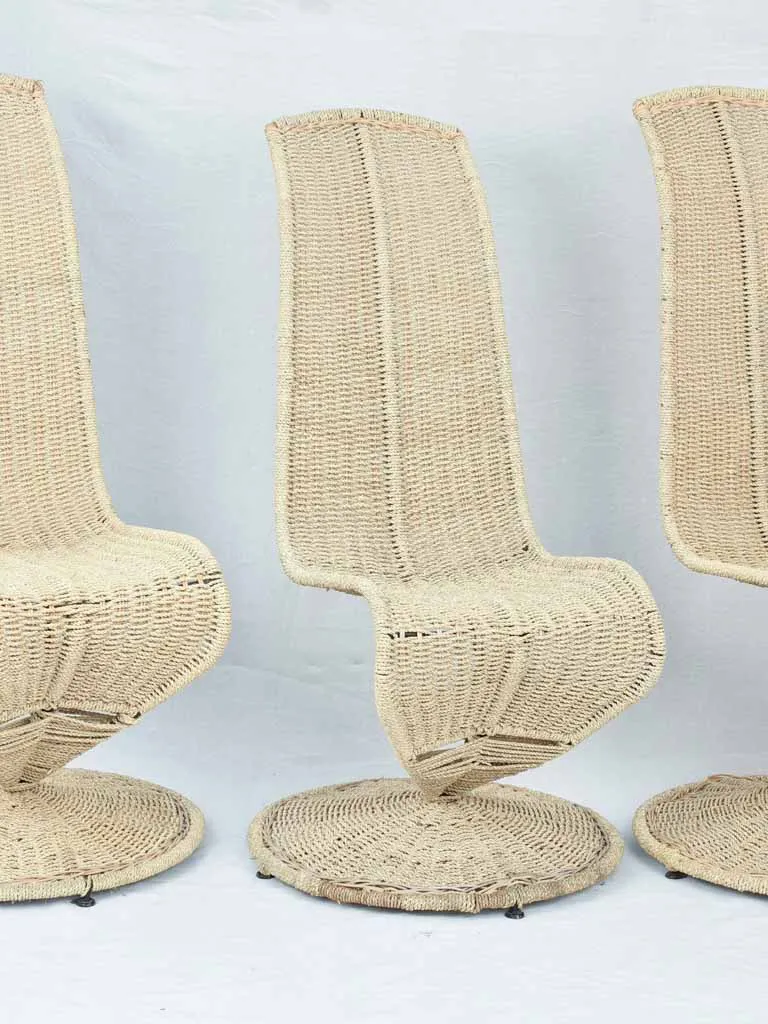 Set of four Italian banana leaf chairs attributed to Martio Cecci