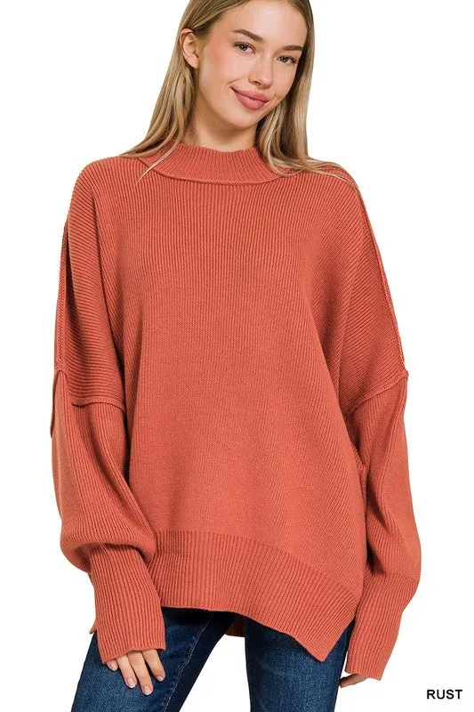 SIDE SLIT OVERSIZED SWEATER