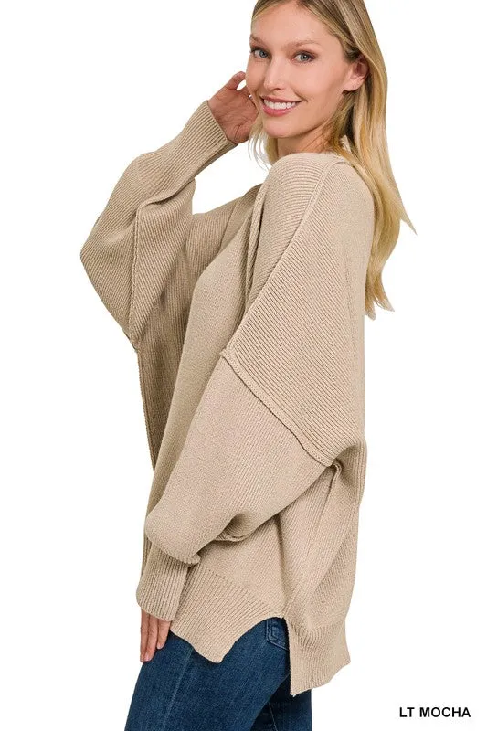 SIDE SLIT OVERSIZED SWEATER