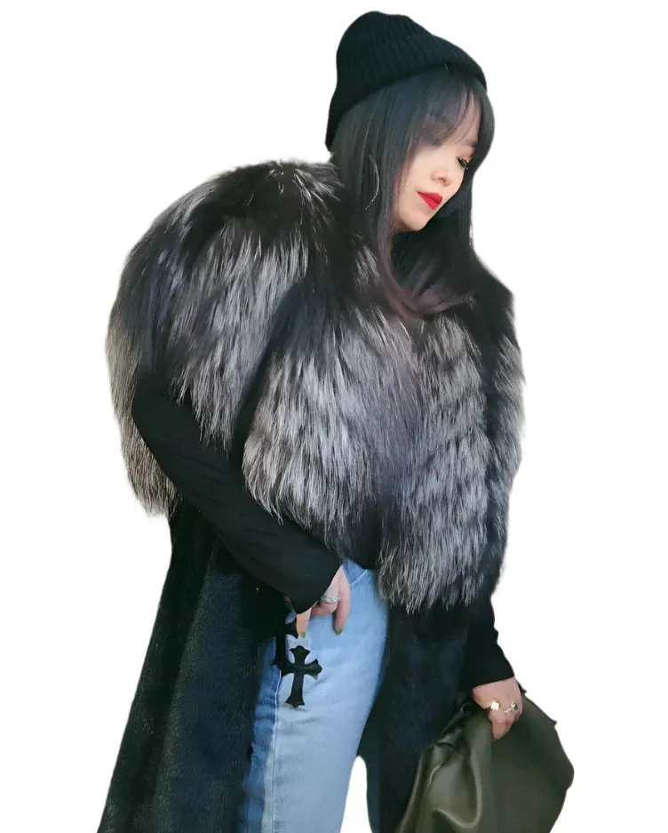 Silver Ribbed Fur Patch Vest