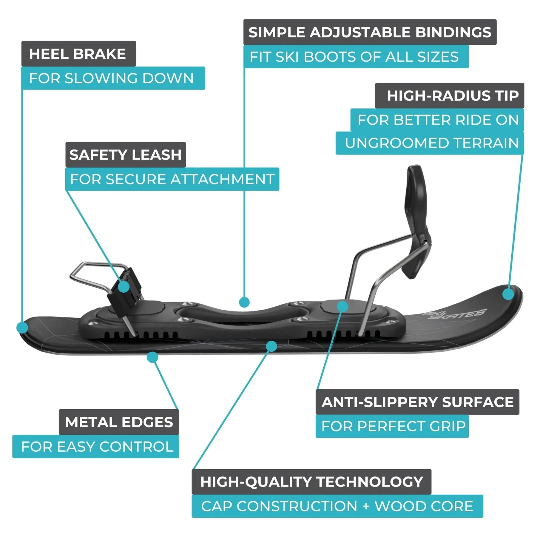 Skiskates by Snowfeet* | 44 CM | Skiblades Snowblades | Snowboard Boots Model