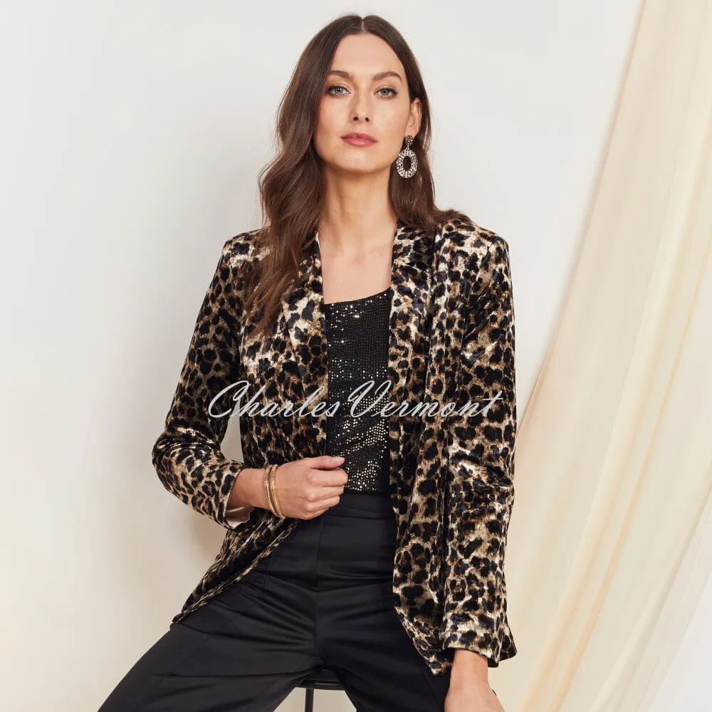 Tia Animal Print Velvet Blazer Jacket - Style 77592-7858-88