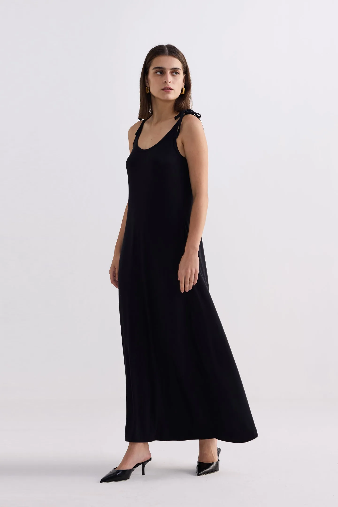 Tie-Detail Maxi Dress in Black