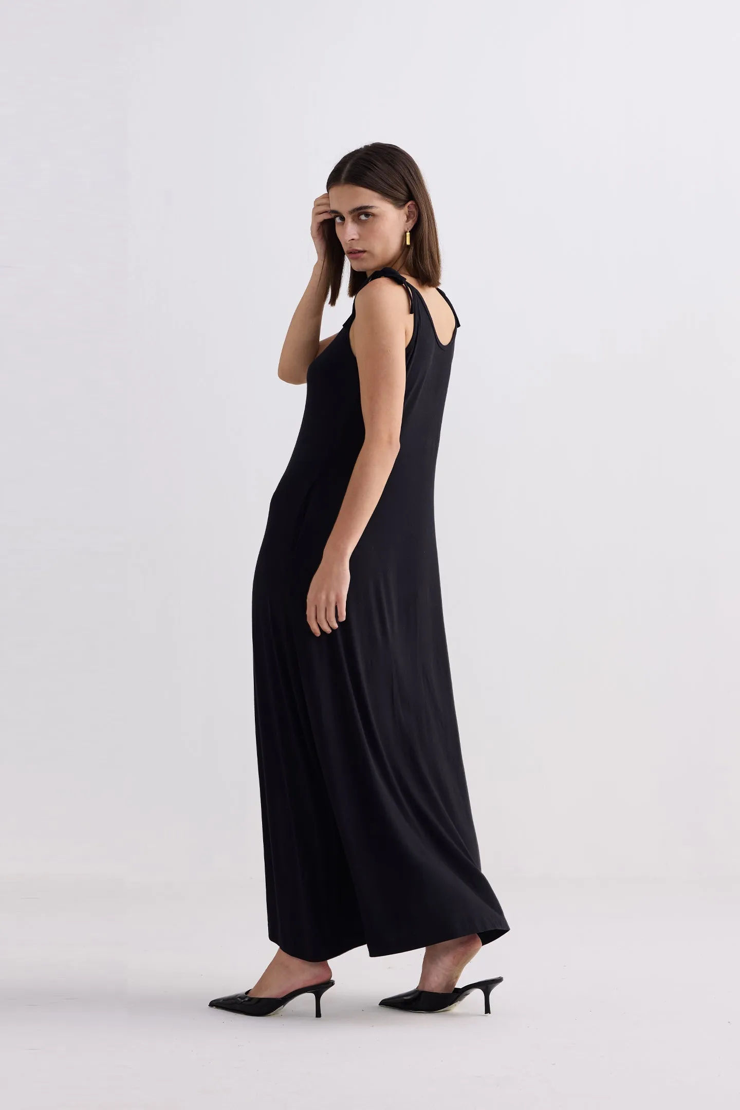 Tie-Detail Maxi Dress in Black