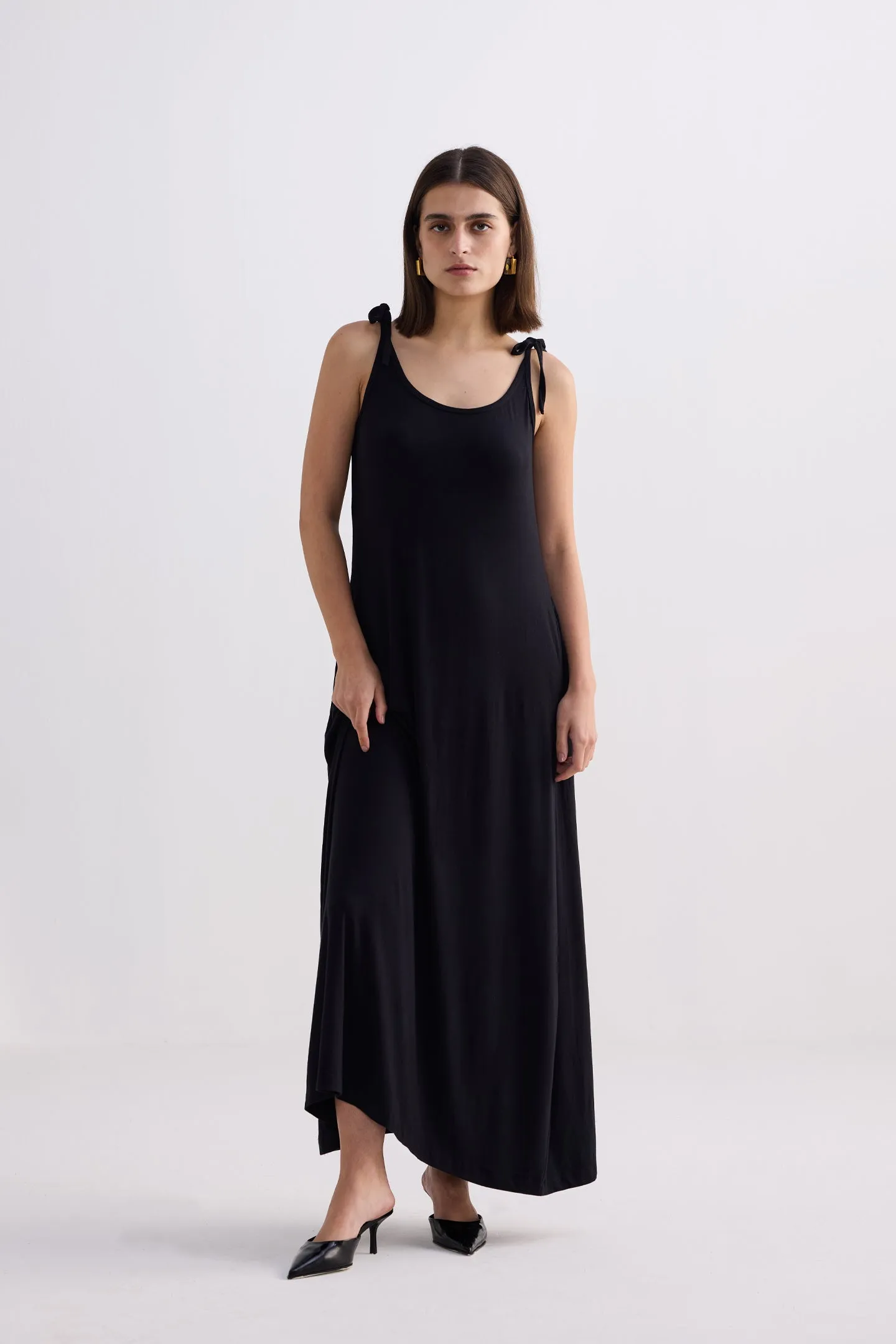 Tie-Detail Maxi Dress in Black