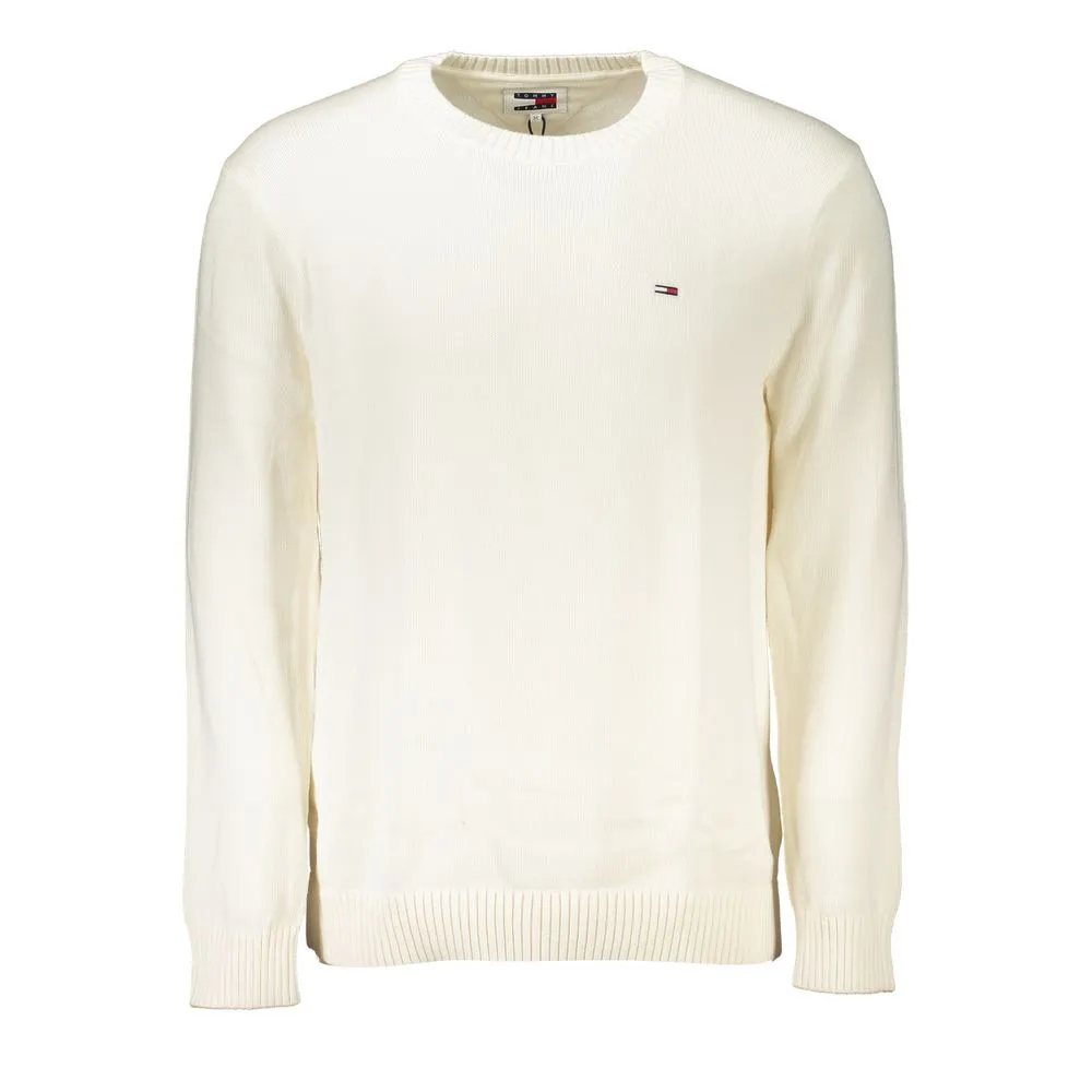 Tommy Hilfiger Chic White Crew Neck Cotton Sweater