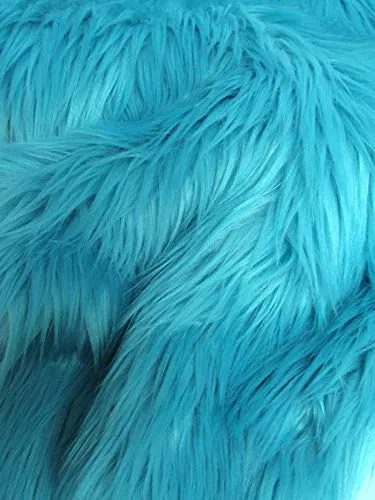 Turquoise UV Reactive Solid Shaggy Faux Fur Fabric / Sold By The Yard