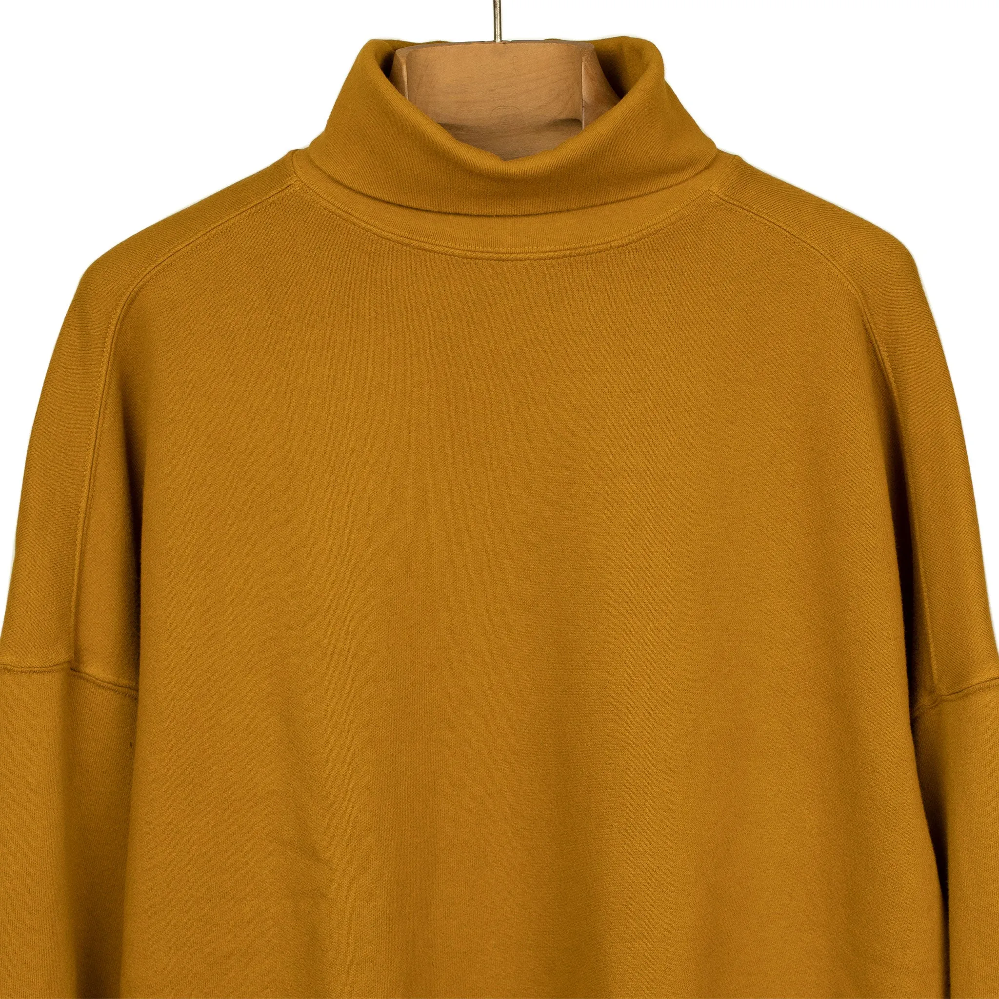 Turtleneck sweatshirt in mustard cotton fleece