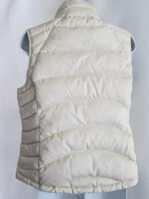 Womens PATAGONIA Down Sleeveless Jacket Coat Winter Puffer Ski VEST M Ecru Creme White