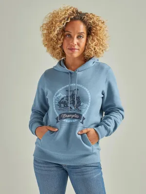 Women's Wrangler Buckin Cowboy Hoodie In Med Blue