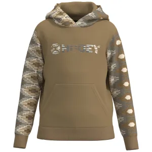 Youth "Lock-Up" Hoody Tan w/Cream/Black/Tan Aztec Pattern