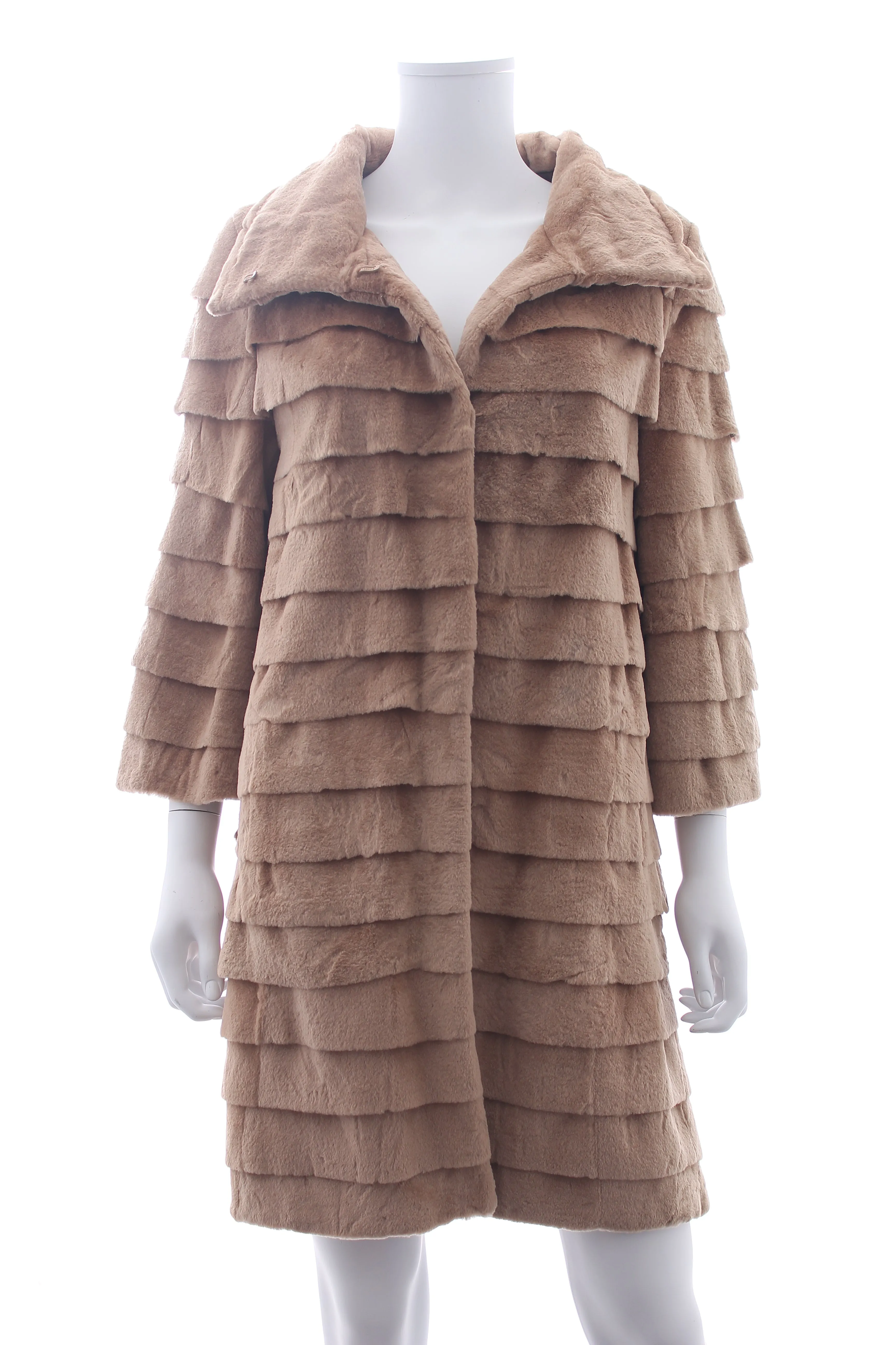 Yves Salomon Tiered Rabbit Fur Coat