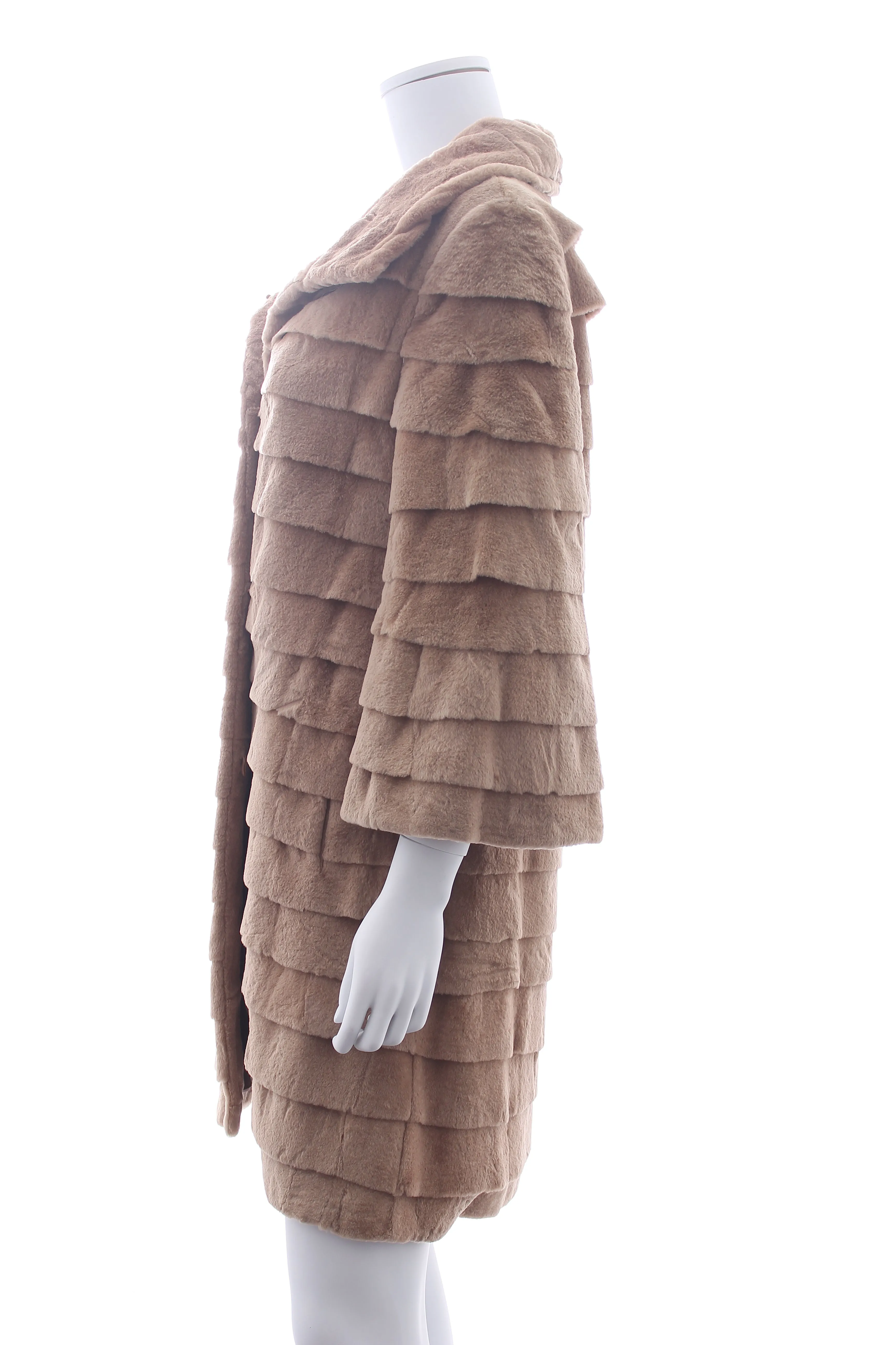 Yves Salomon Tiered Rabbit Fur Coat